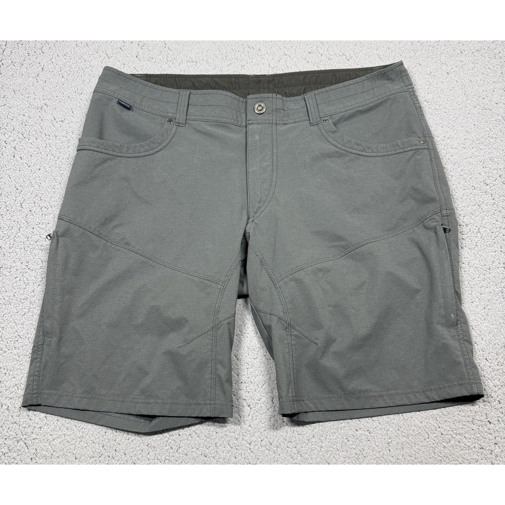 Kuhl Cargo Shorts Mens 38 Gray Microfiber Hiking Outdoor Pockets 10 Inseam